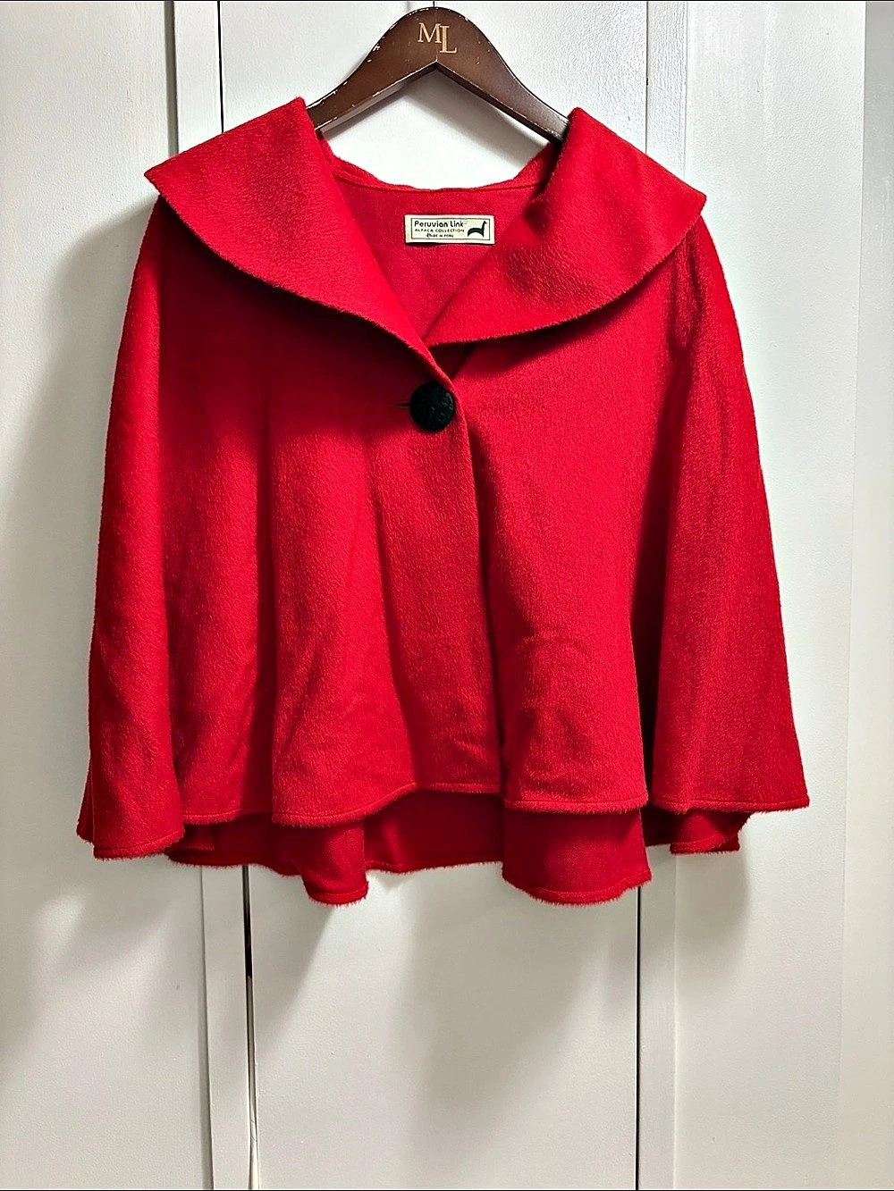 Peruvian Link Unlined Woven Alpaca Cape Red